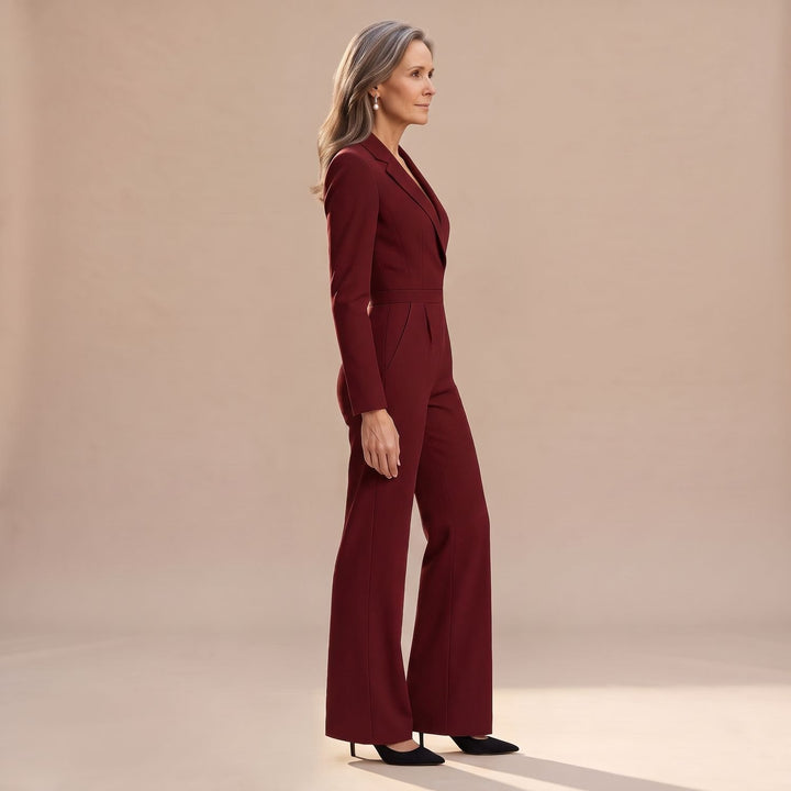 Women's V-Neck Wide-Leg Tailored Jumpsuit