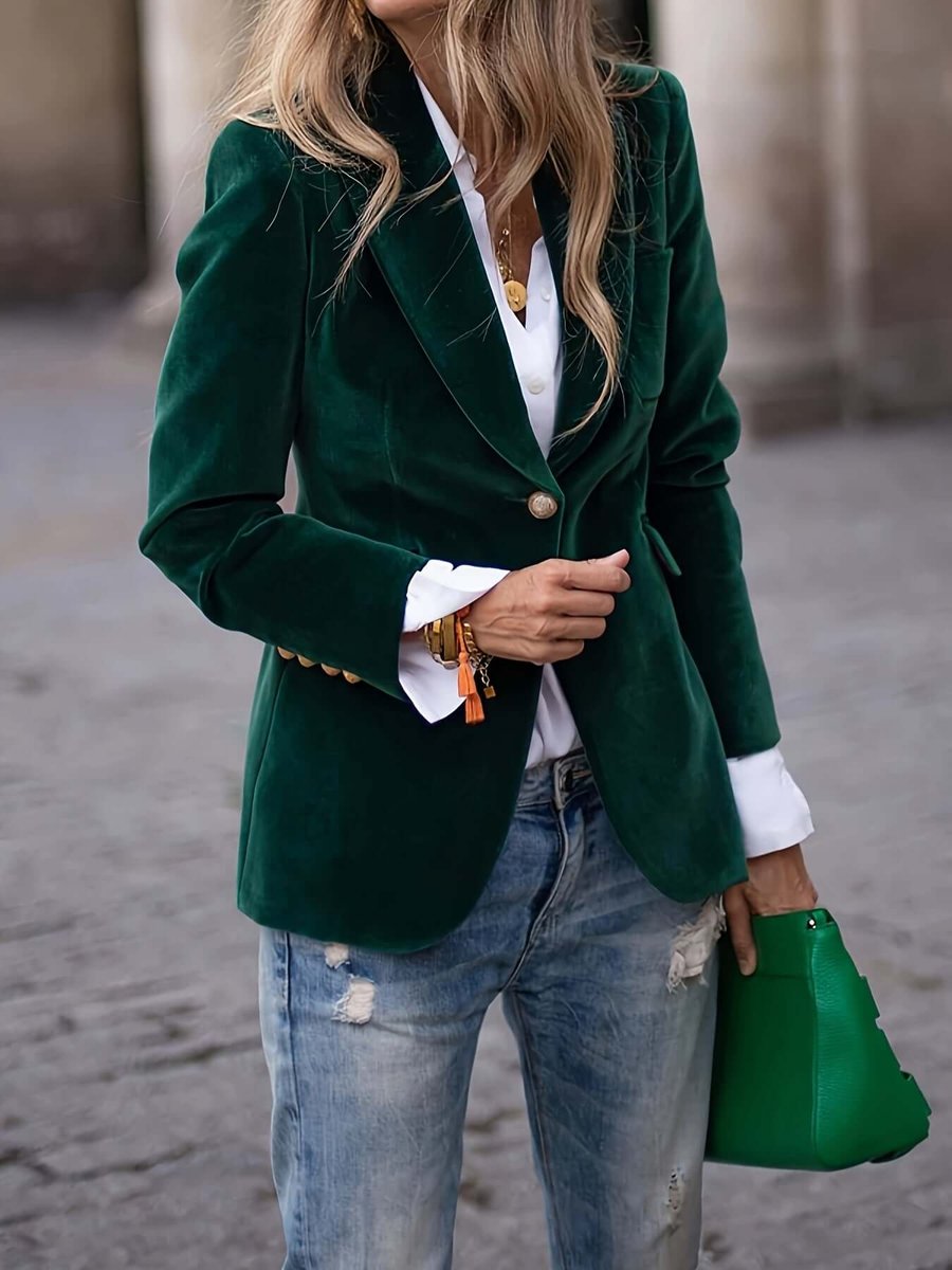 Women's Vest Velvet Single-Button Blazer Jacket