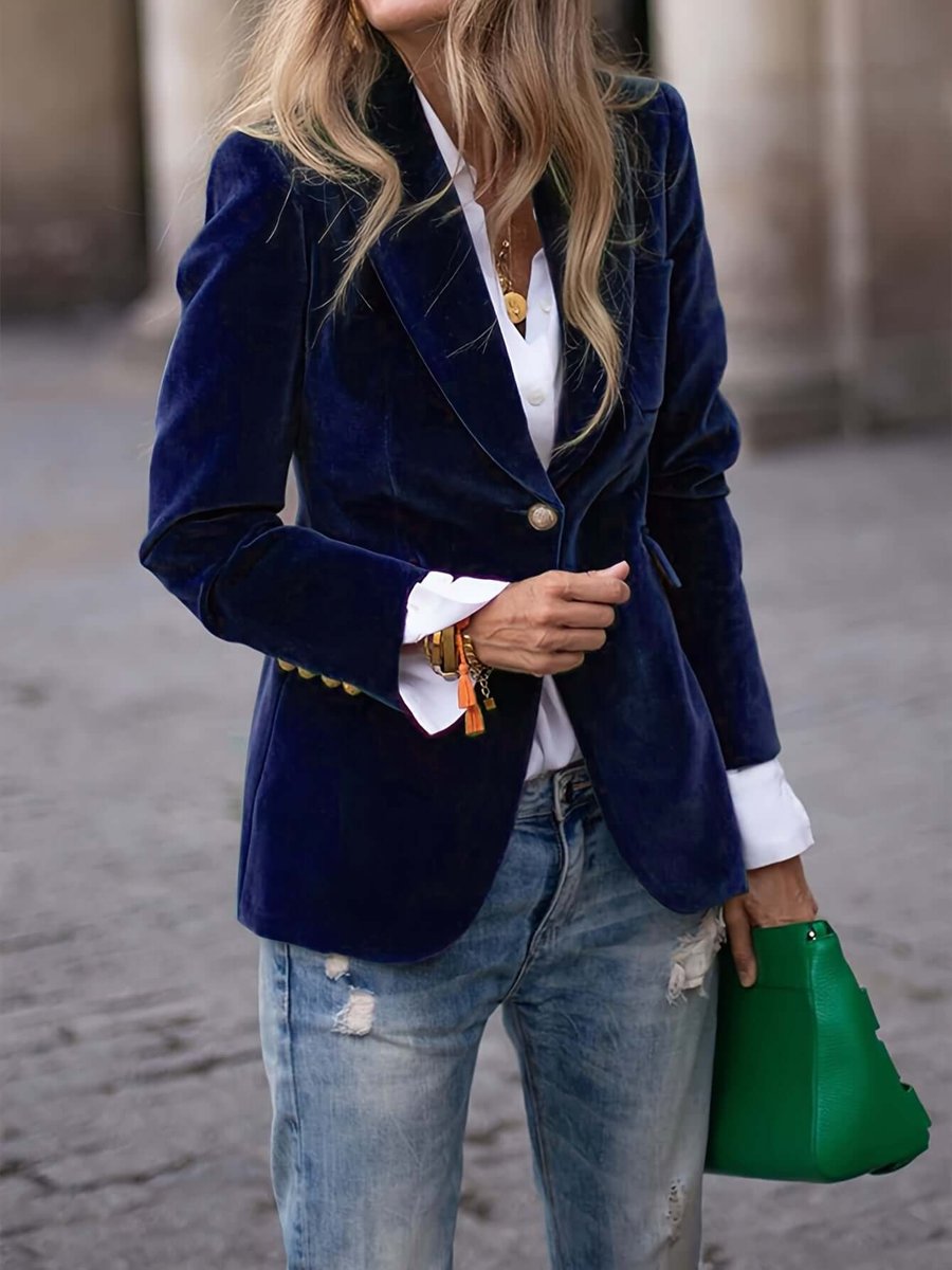 Women's Vest Velvet Single-Button Blazer Jacket
