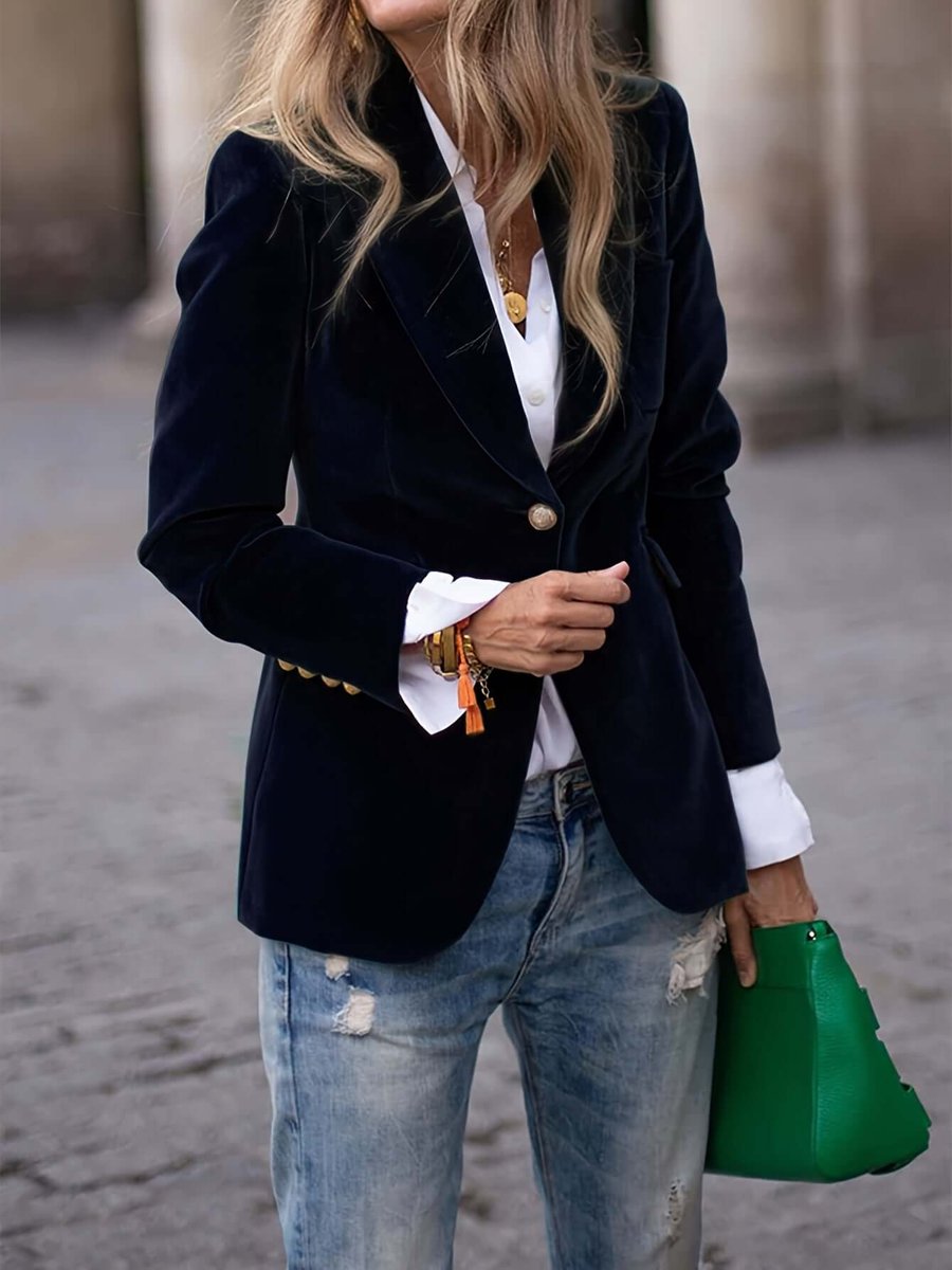 Women's Vest Velvet Single-Button Blazer Jacket