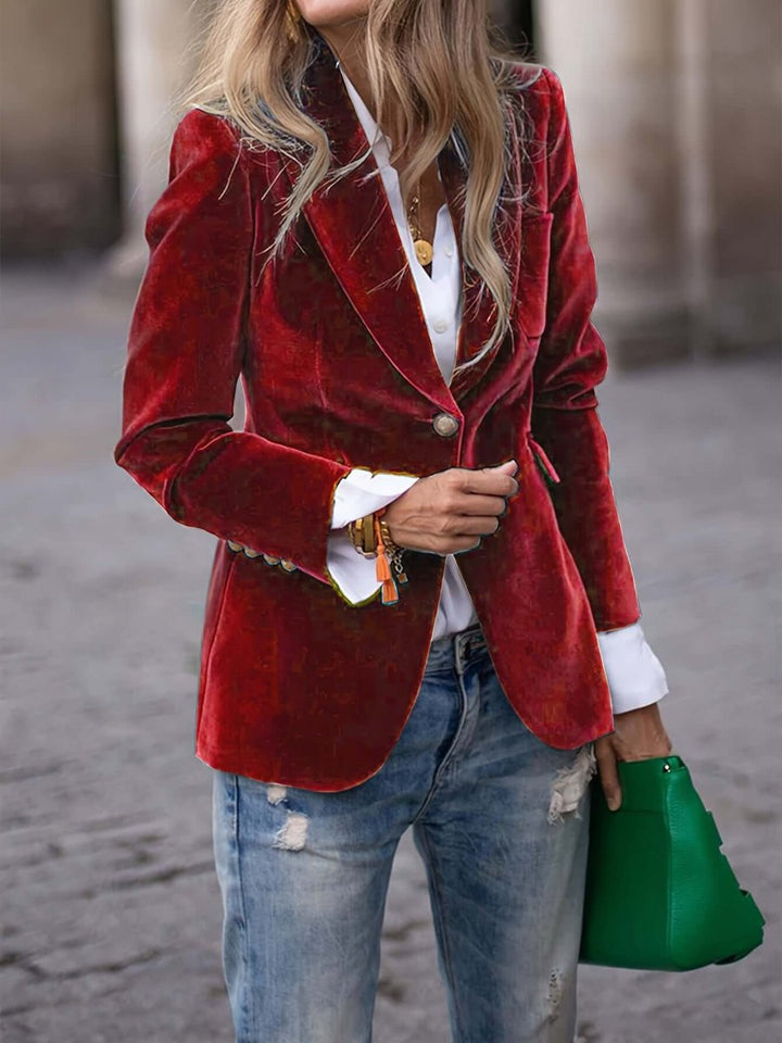 Women's Vest Velvet Single-Button Blazer Jacket