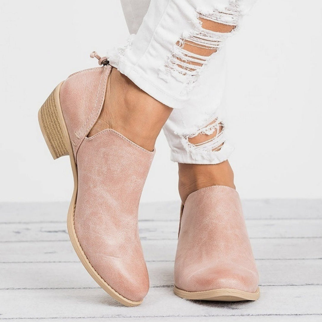 Women's Vintage-Style Slip-On Block Heel Ankle Boots