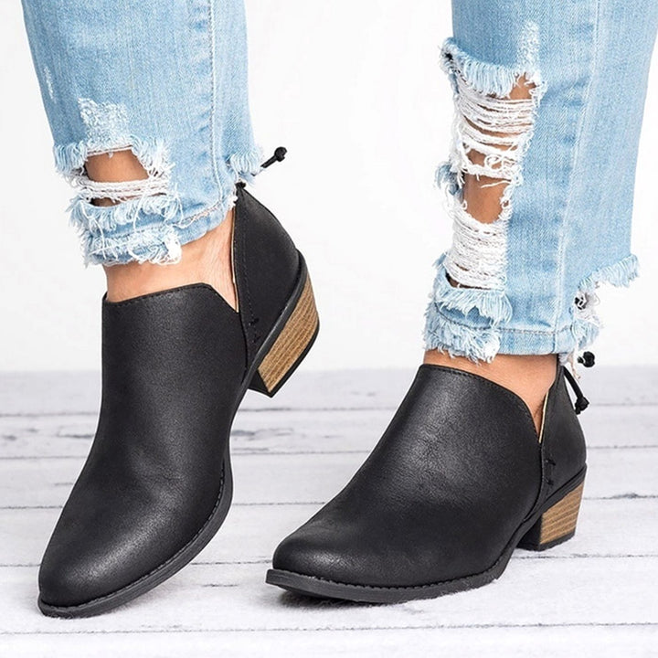 Women's Vintage-Style Slip-On Block Heel Ankle Boots