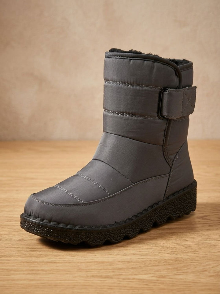 Women's Waterproof Fleece-Lined Ankle Snow Boots Anti-Slip - Gray
