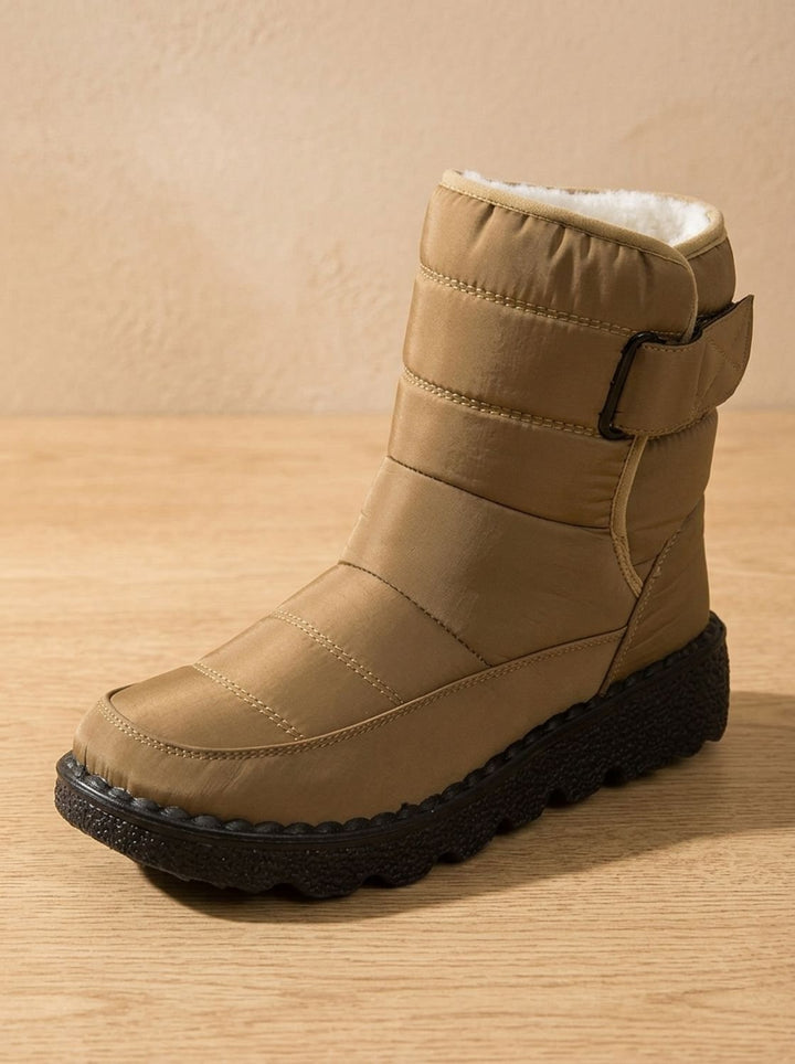 Women's Waterproof Fleece-Lined Ankle Snow Boots Anti-Slip - Khaki