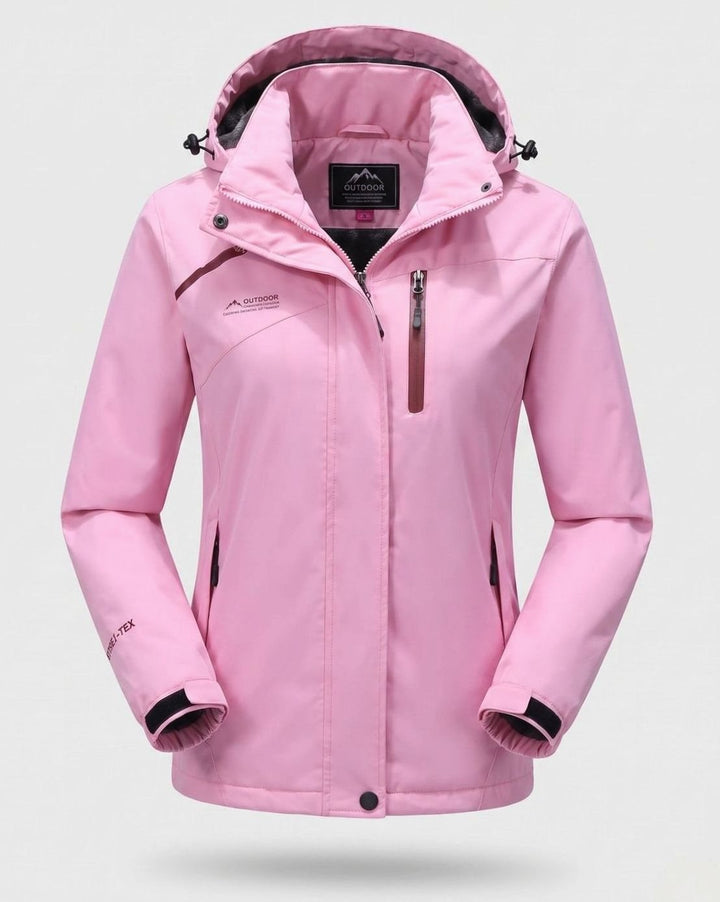 Women's Waterproof Fleece-Lined Hooded Winter Jacket - Women - Pink - Fleece-Lined