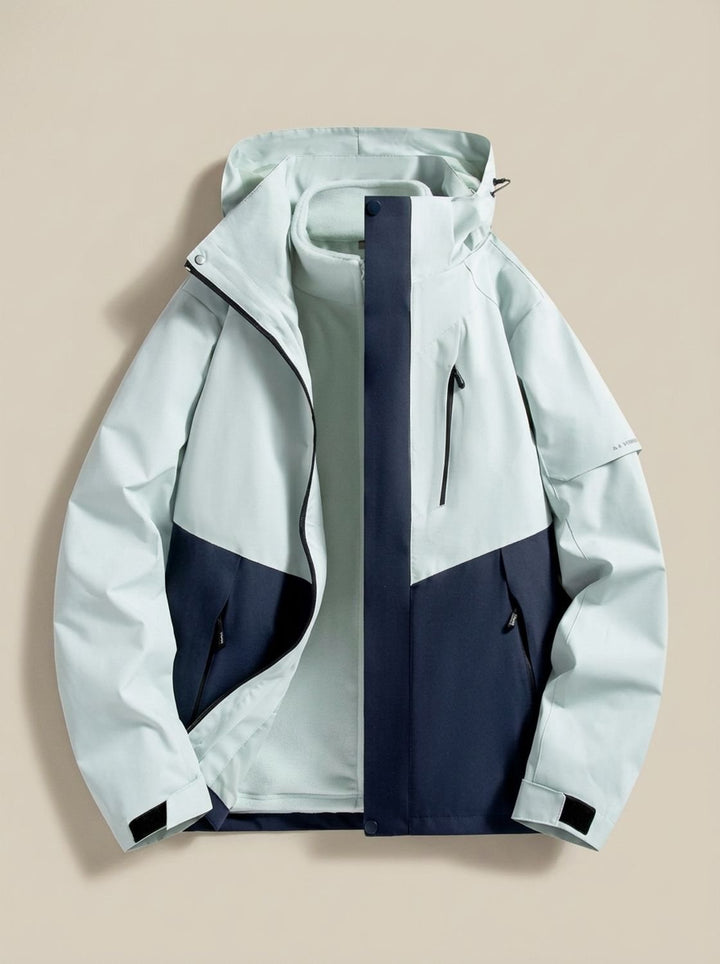 Women's Waterproof Hooded Fleece-Lined Winter Jacket - Navy Blue