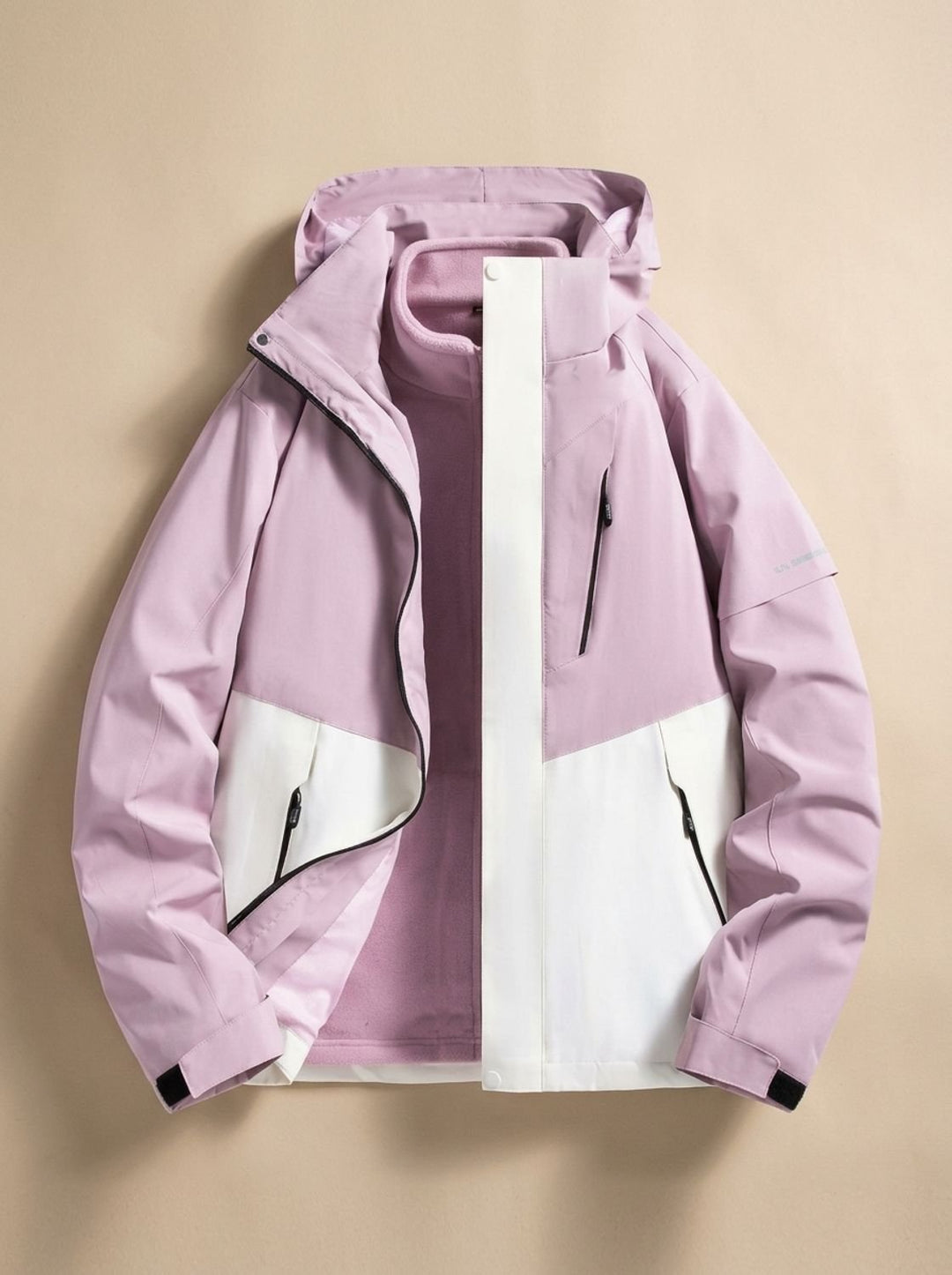 Women's Waterproof Hooded Fleece-Lined Winter Jacket - Light Purple