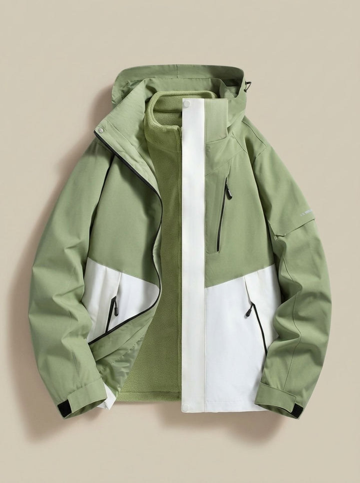 Women's Waterproof Hooded Fleece-Lined Winter Jacket - Green
