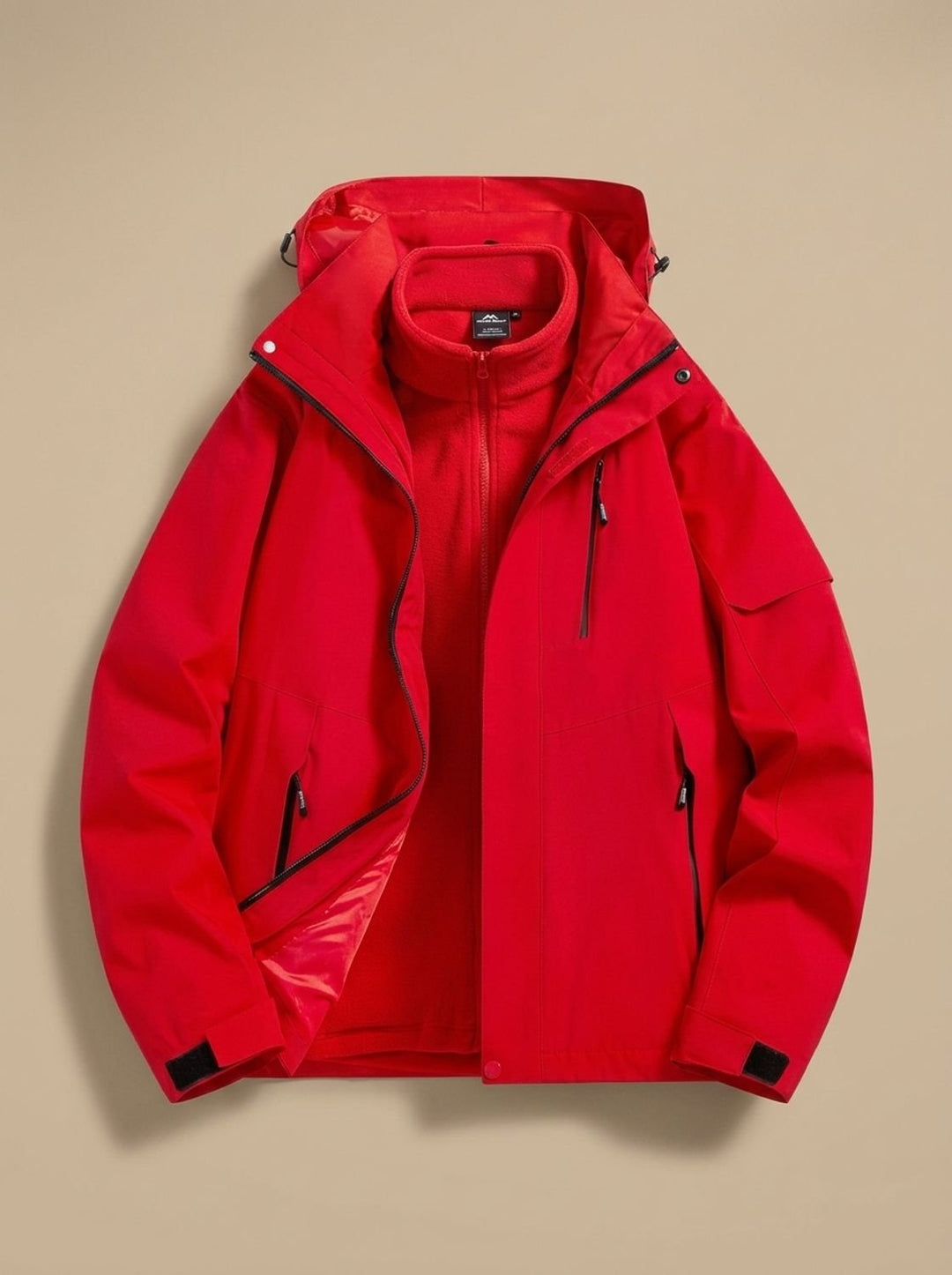 Women's Waterproof Hooded Fleece-Lined Winter Jacket - Red