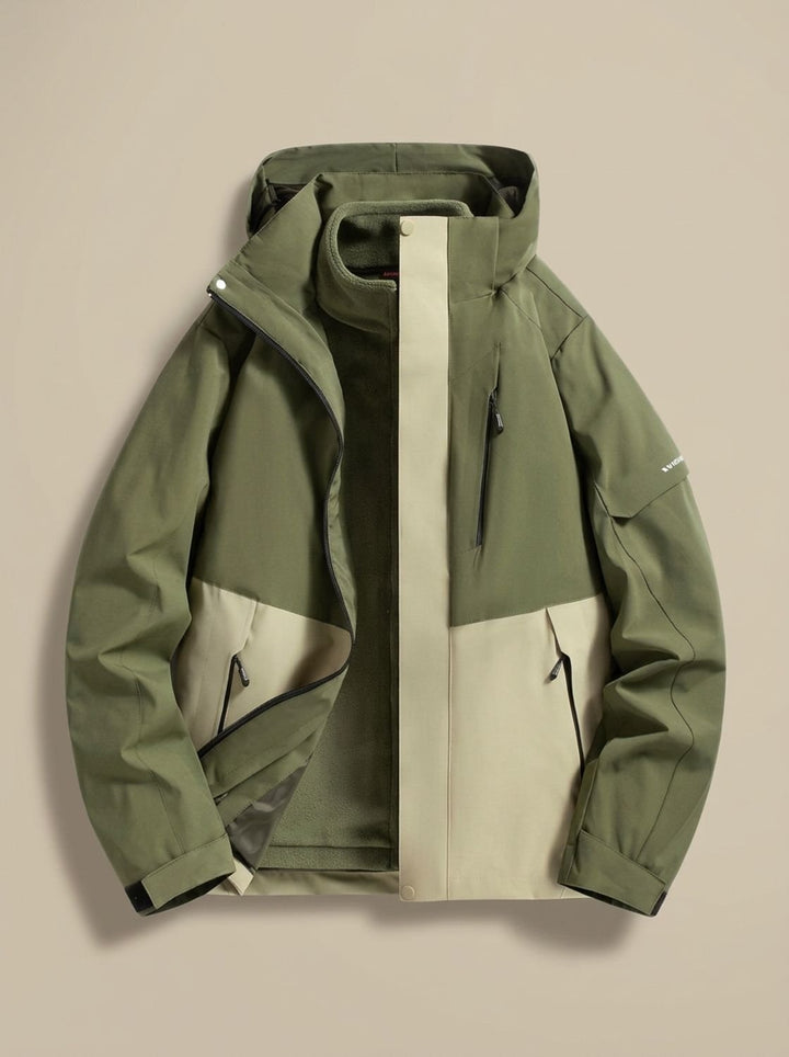 Women's Waterproof Hooded Fleece-Lined Winter Jacket - Dark Green