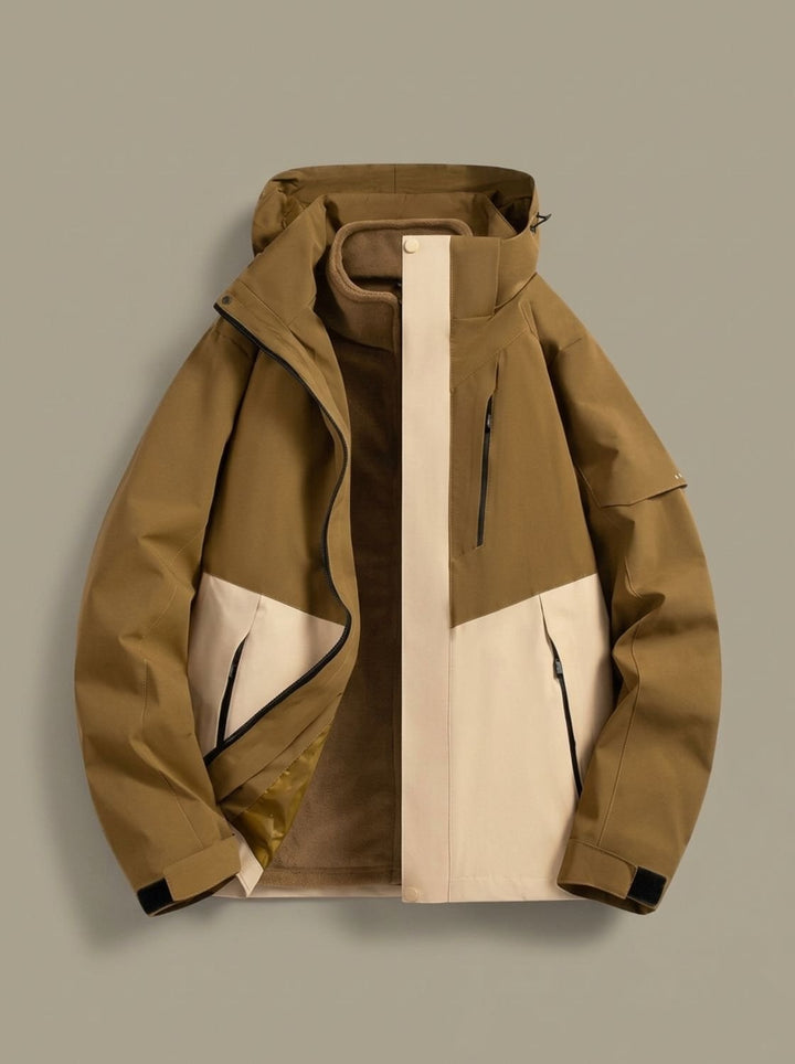 Women's Waterproof Hooded Fleece-Lined Winter Jacket - Brown