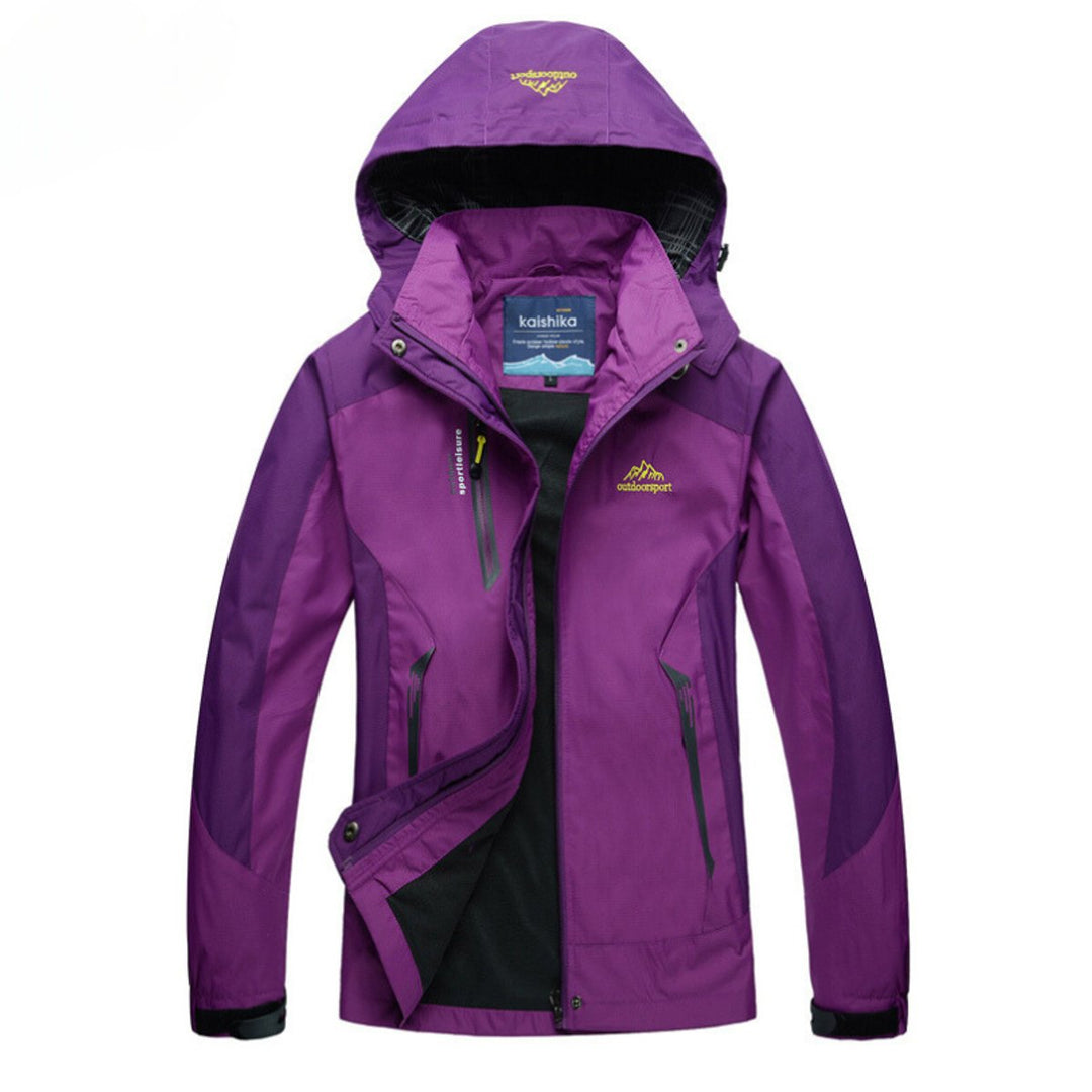 Women's Waterproof Hooded Outdoor Quilted Jacket - Violet