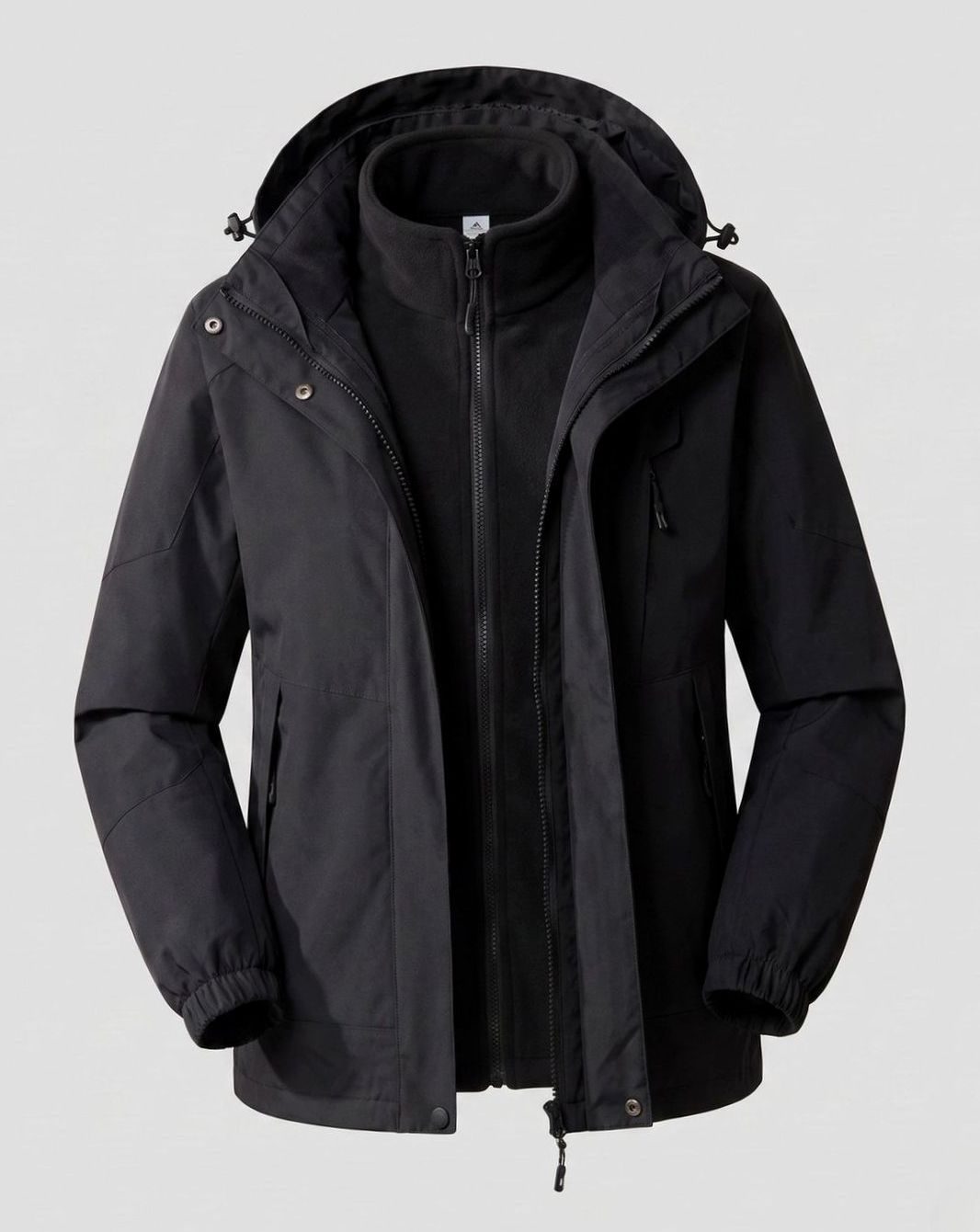 Women's Waterproof Two-Layer Hooded Outdoor Jacket - Women Black (Single)