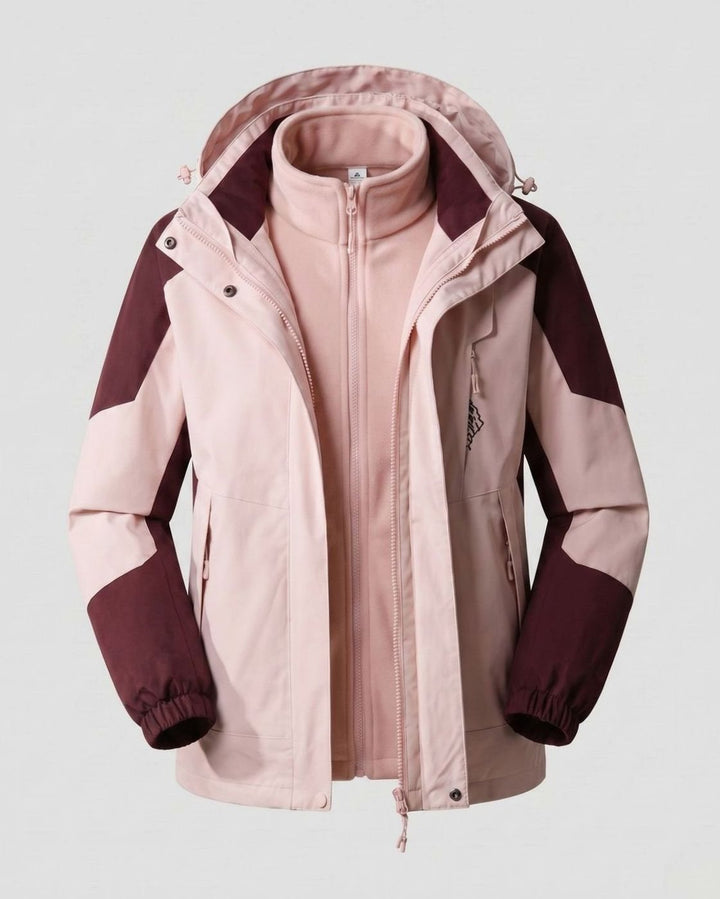Women's Waterproof Two-Layer Hooded Outdoor Jacket - Women Light Lilac (2-Piece Set)