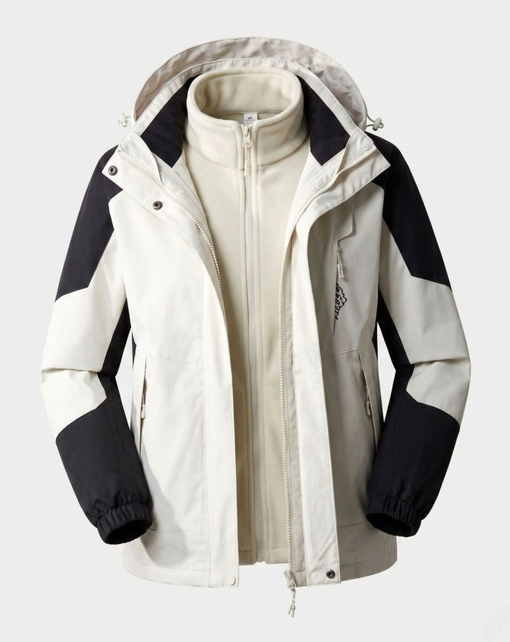 Women's Waterproof Two-Layer Hooded Outdoor Jacket - Women White (2-Piece Set)