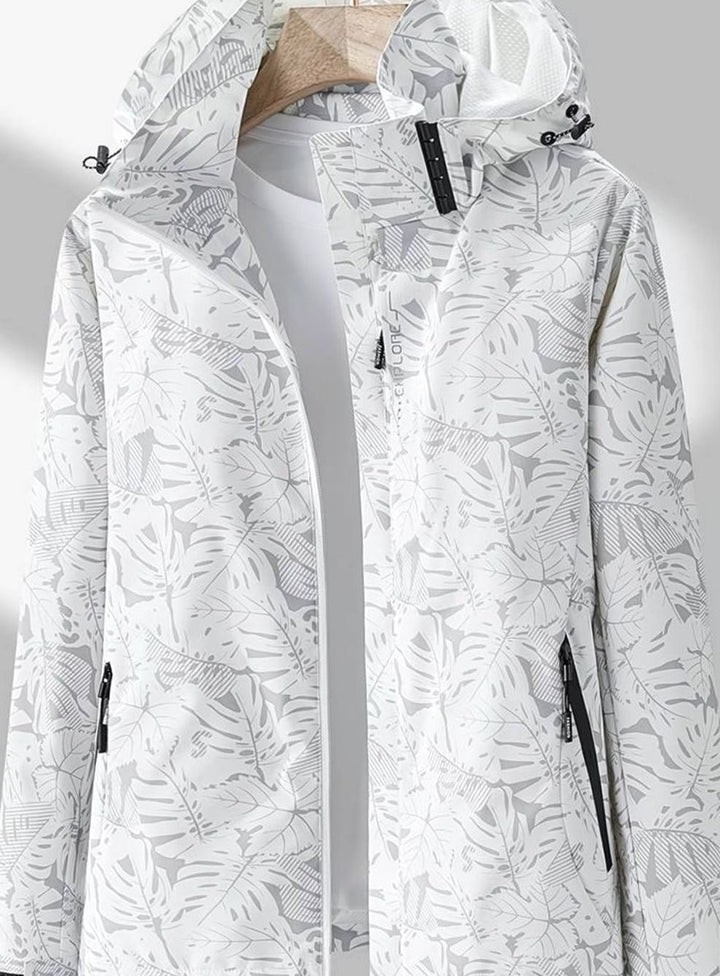 Women's Waterproof Windproof Lightweight Hooded Rain Jacket - White