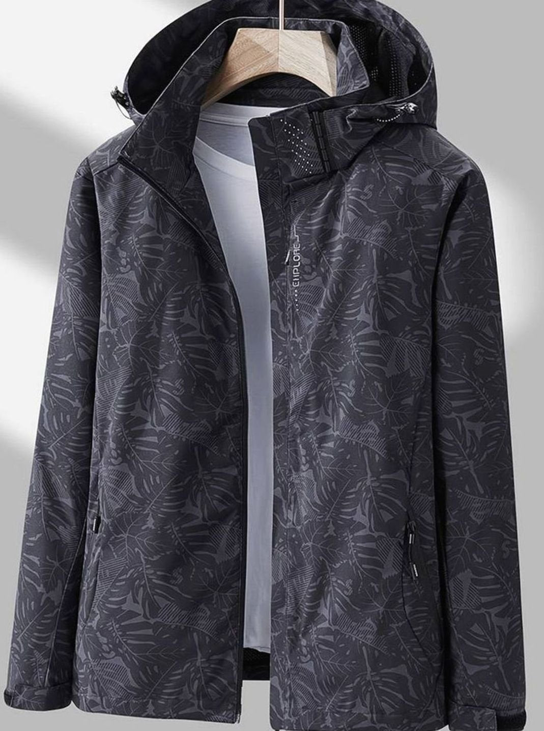 Women's Waterproof Windproof Lightweight Hooded Rain Jacket - Black