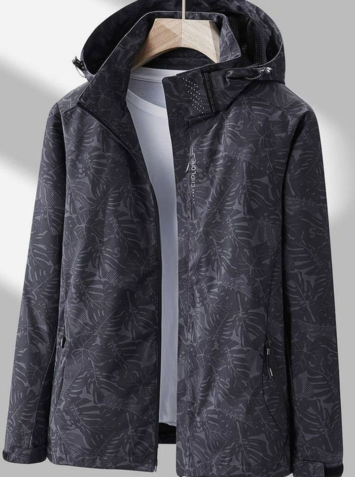 Women's Waterproof Windproof Lightweight Hooded Rain Jacket - Black