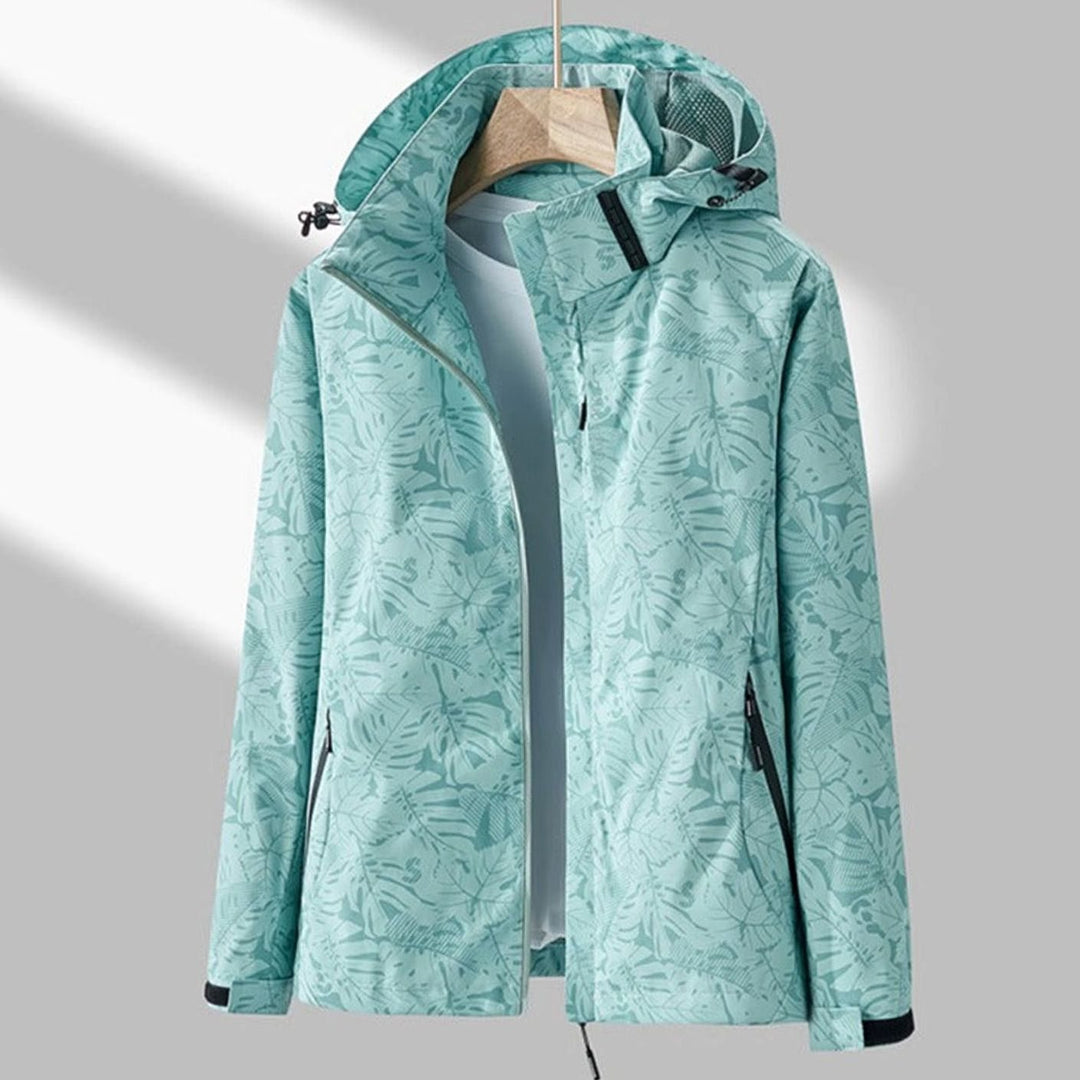 Women's Waterproof Windproof Lightweight Hooded Rain Jacket - Turquoise