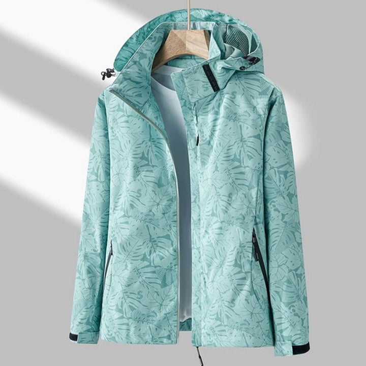 Women's Waterproof Windproof Lightweight Hooded Rain Jacket - Turquoise
