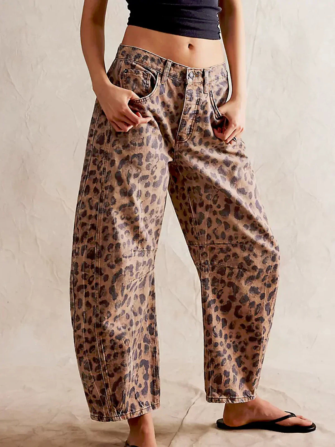 Danielle | Women’s Leopard Print Wide Leg Jeans