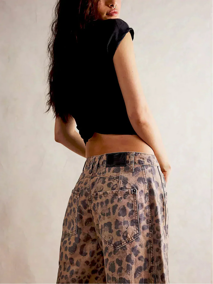 Danielle | Women’s Leopard Print Wide Leg Jeans
