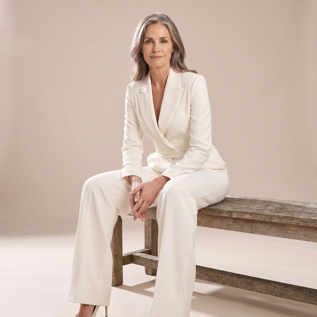 Women's Wide-Leg V-Neck Tailored Jumpsuit