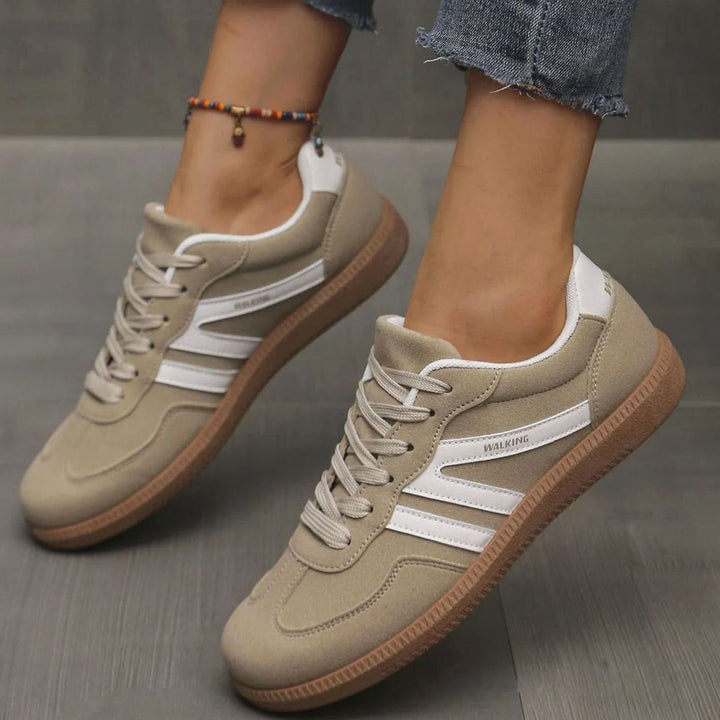 Women's Wide Toe Box Orthopedic Lace-Up Sneakers - Khaki
