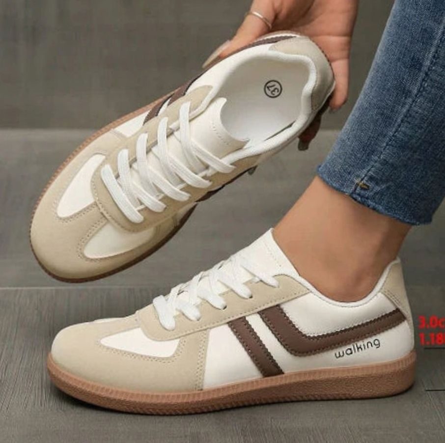 Women's Wide Toe Box Orthopedic Lace-Up Sneakers - Khaki (Alt)