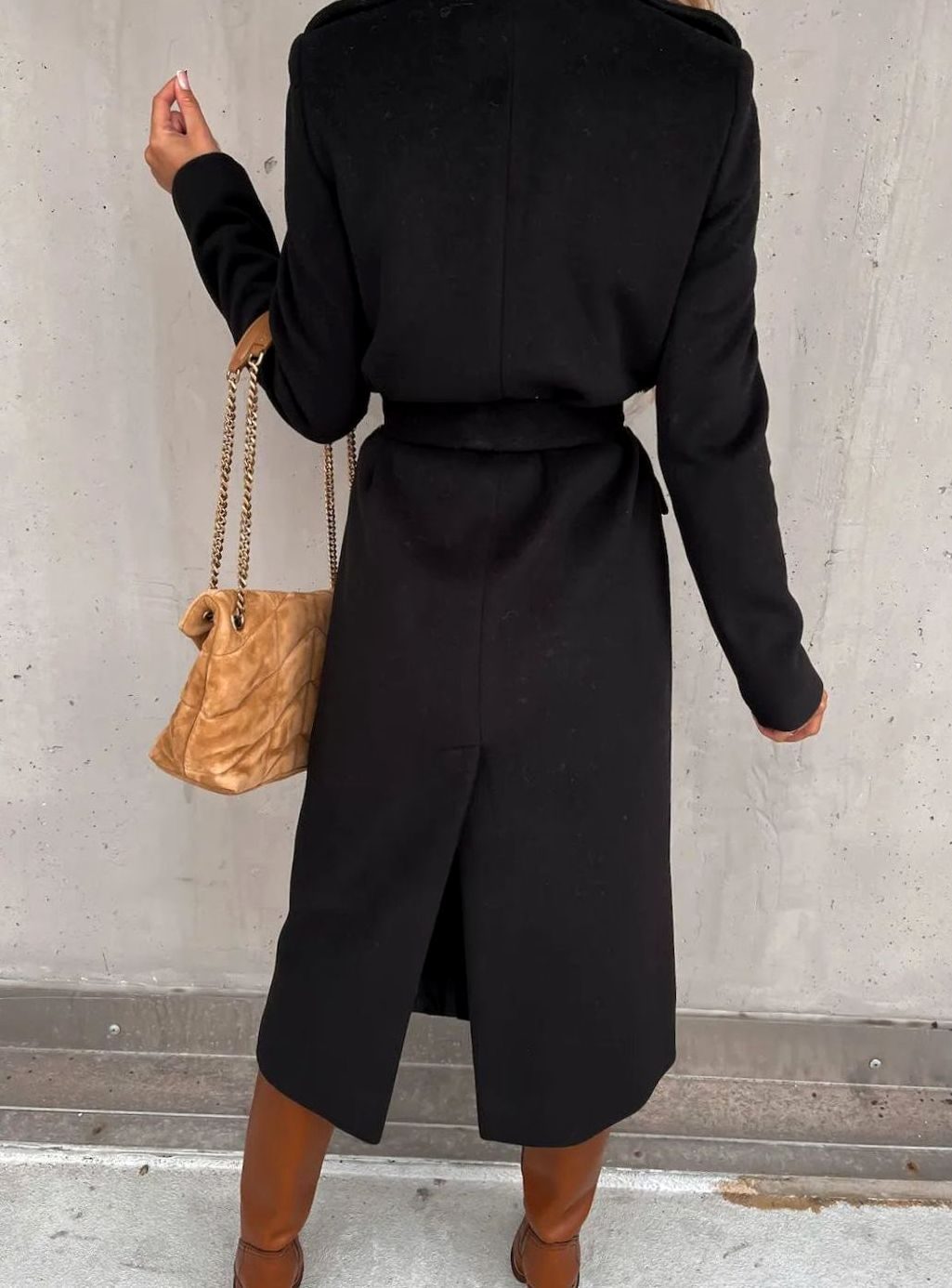 Women's Wool-Blend Belted Wrap Midi Winter Coat Shawl Collar