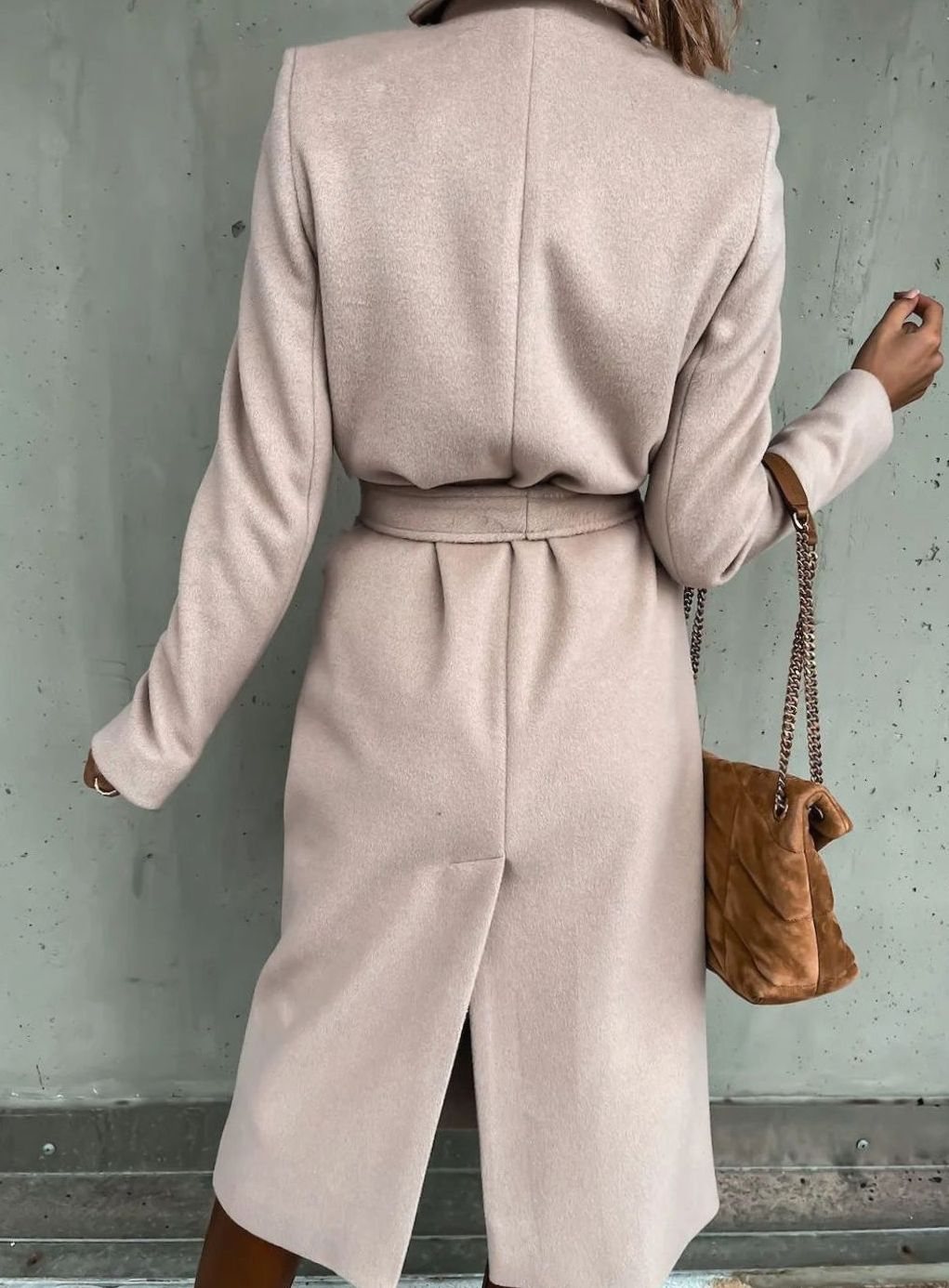 Women's Wool-Blend Belted Wrap Midi Winter Coat Shawl Collar
