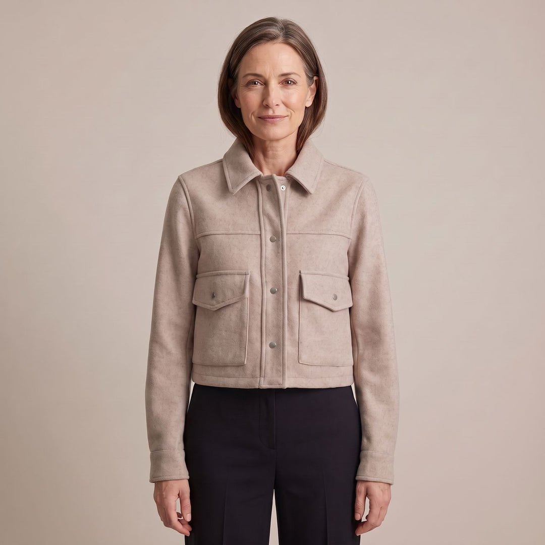 Women's Wool Blend Cropped Button-Front Utility Jacket