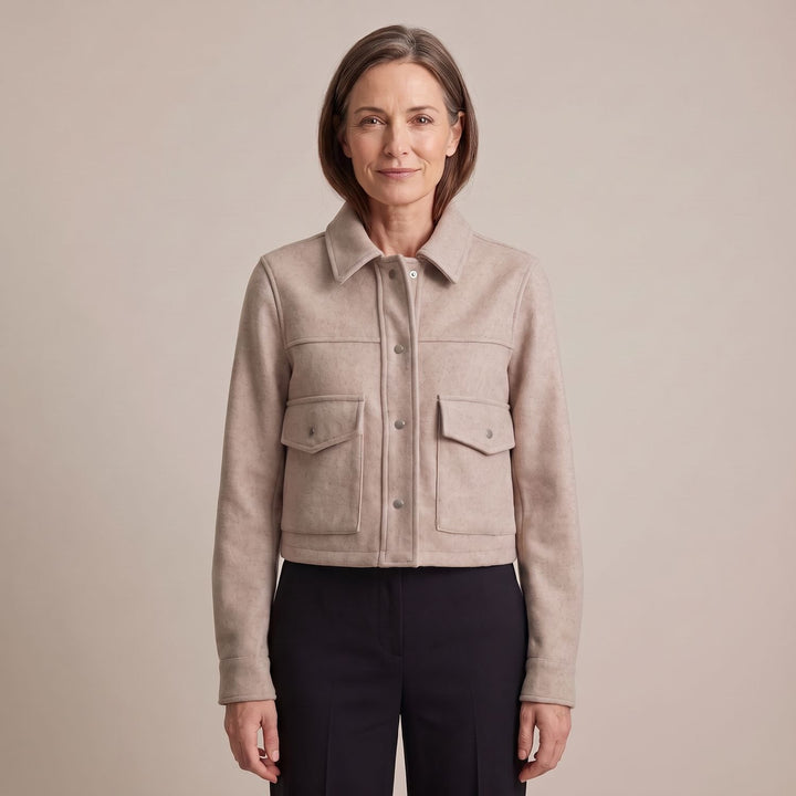 Women's Wool Blend Cropped Button-Front Utility Jacket