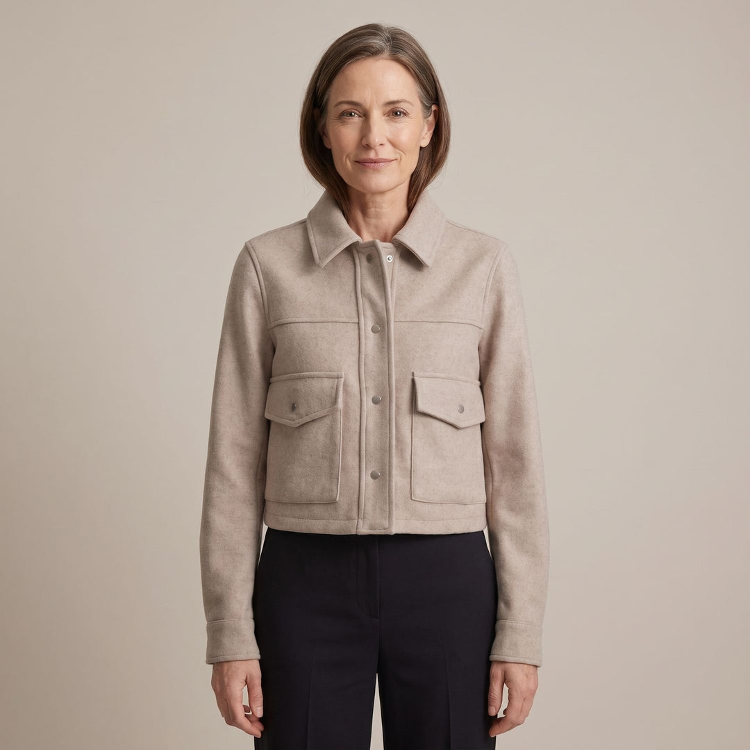 Women's Wool Blend Cropped Button-Front Utility Jacket