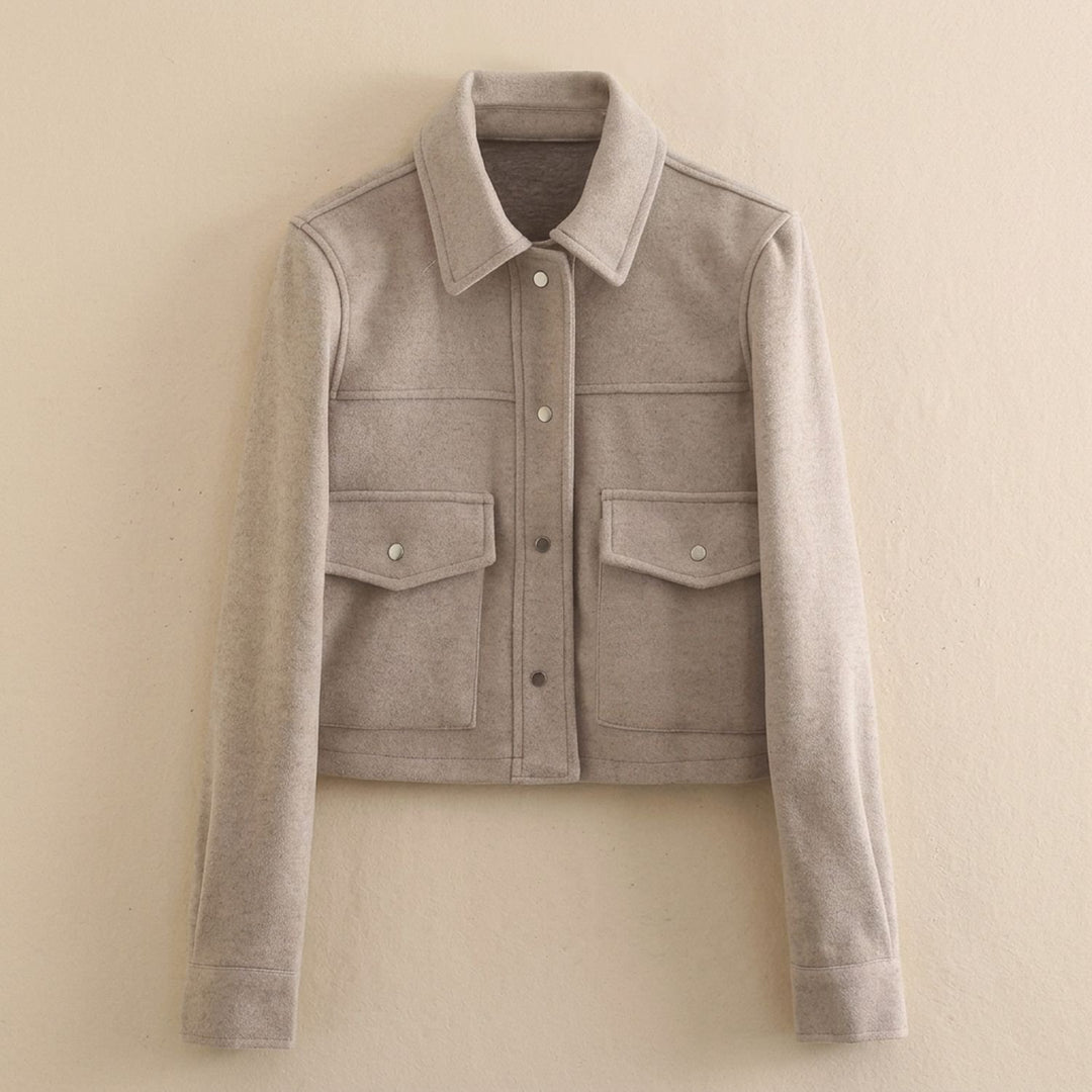 Women's Wool Blend Cropped Button-Front Utility Jacket