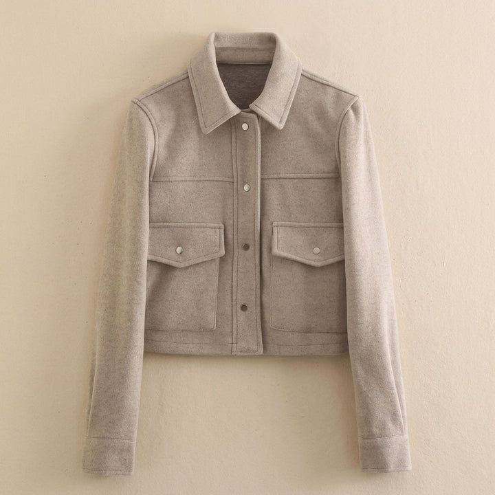 Women's Wool Blend Cropped Button-Front Utility Jacket