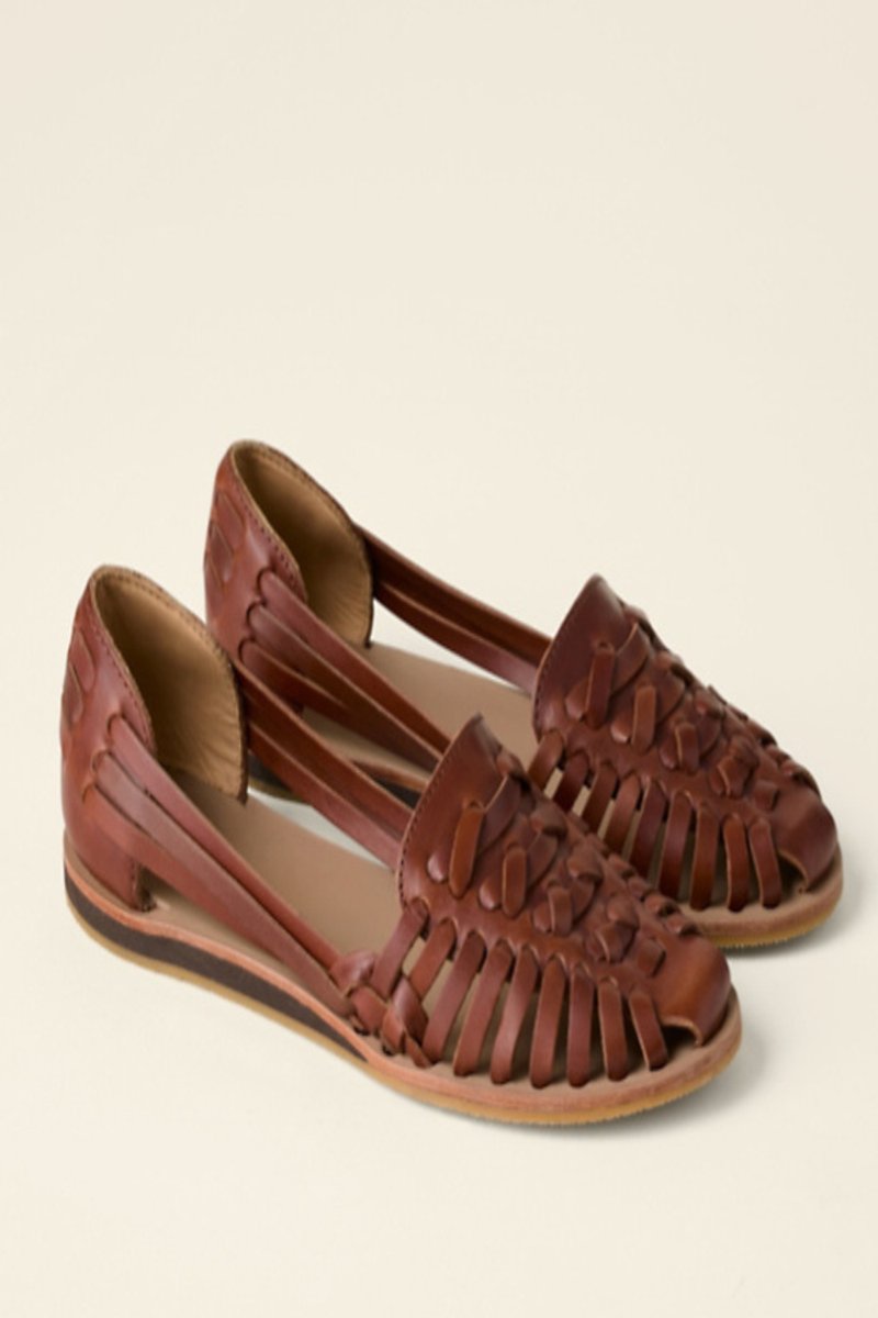 Women's Woven Leather Comfortable Sandals Orthopedic Wedge Slip-On - Brown