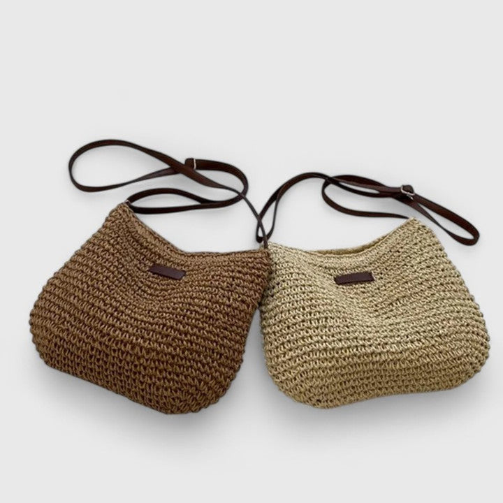 Women's Woven Raffia Hobo Shoulder Bag Adjustable Leather Strap
