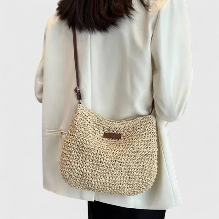 Women's Woven Raffia Hobo Shoulder Bag Adjustable Leather Strap